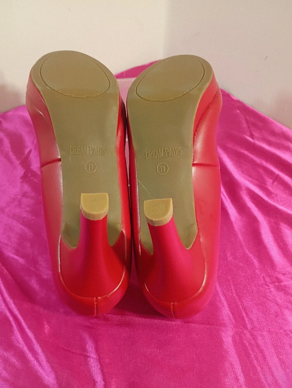 DREAM PAIRS Womens SZ 11 LowHeel Pump Shoes Round Toe Slip On Dress Shoes In Red